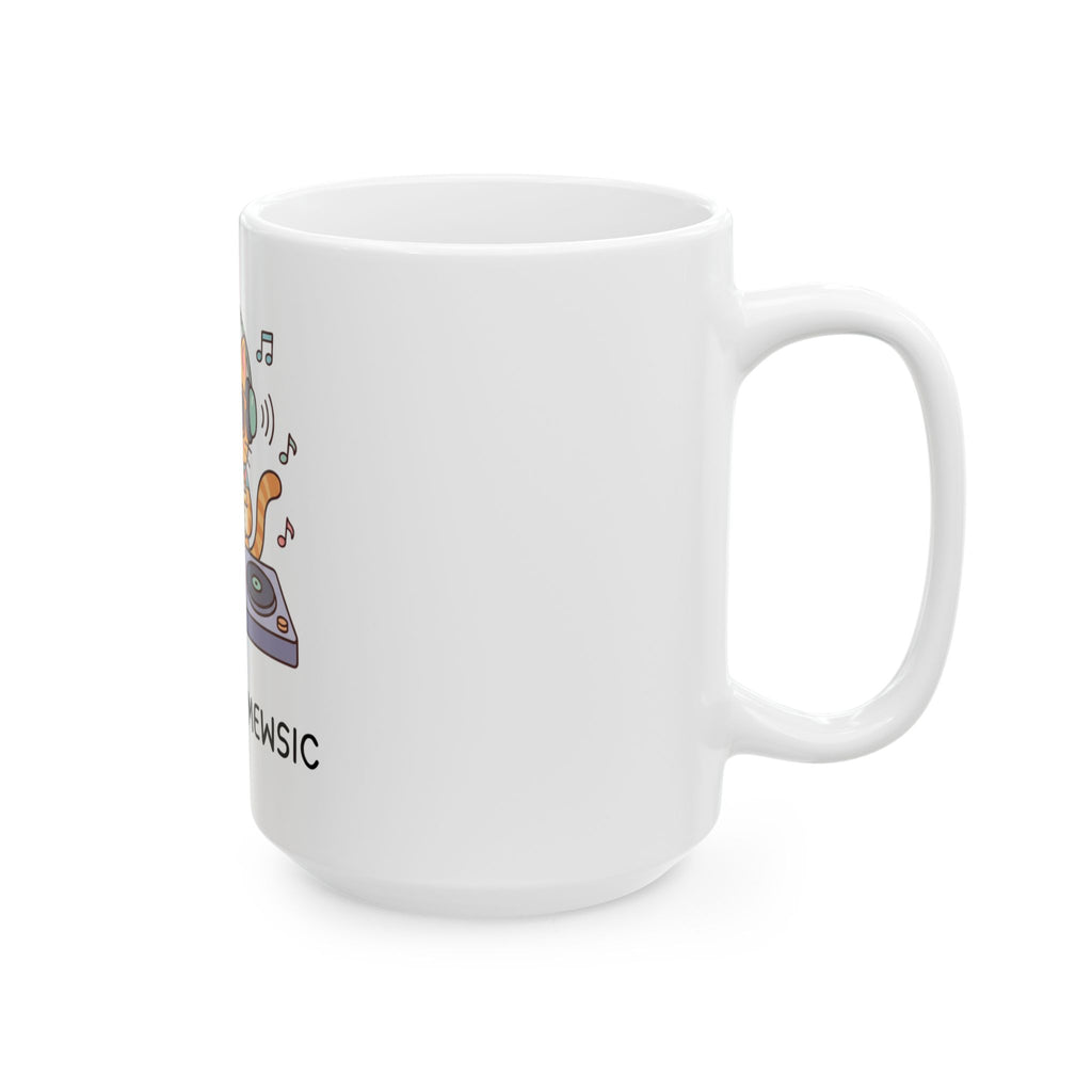 White mug with a graphic design