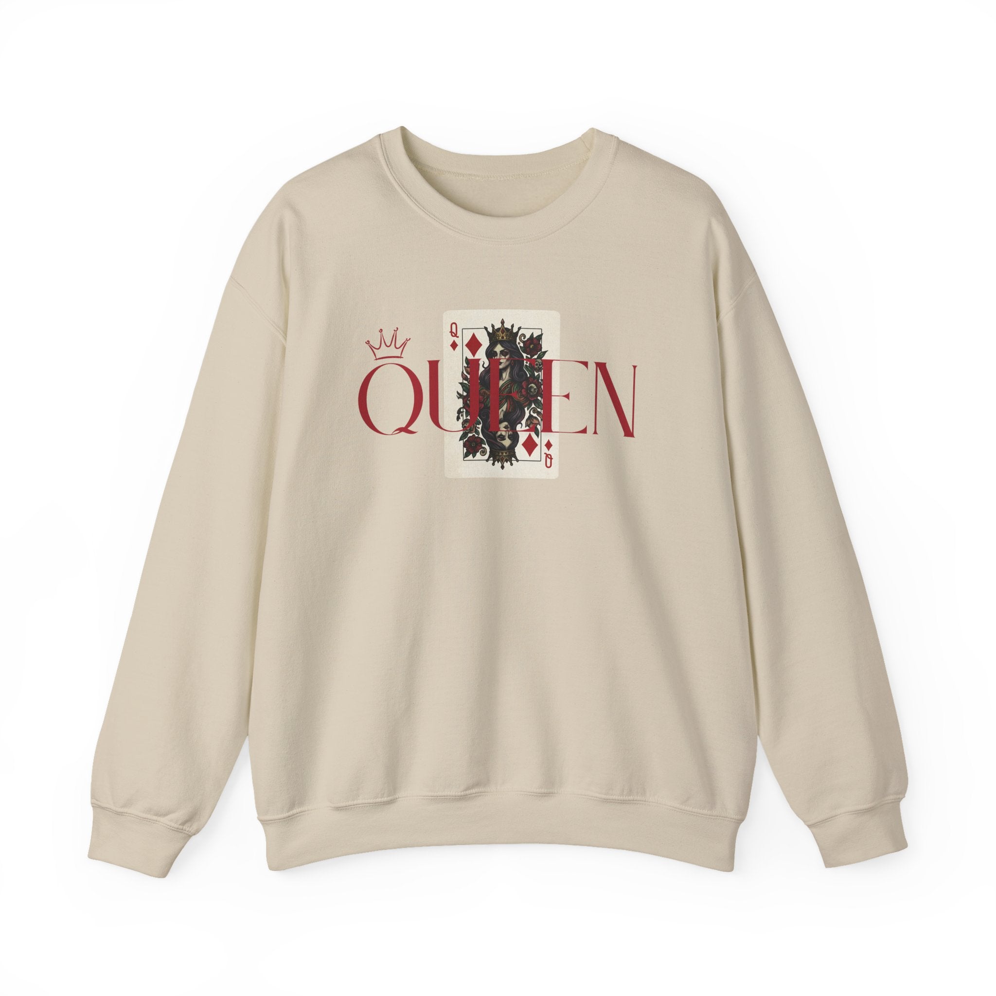 Beige sweatshirt with QUEEN graphic design
