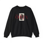 Black sweatshirt with a graphic design of a queen 