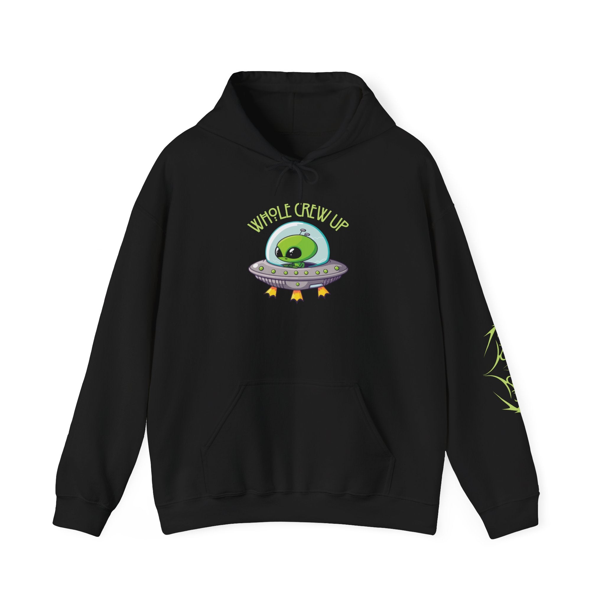 Black hoodie with alien design