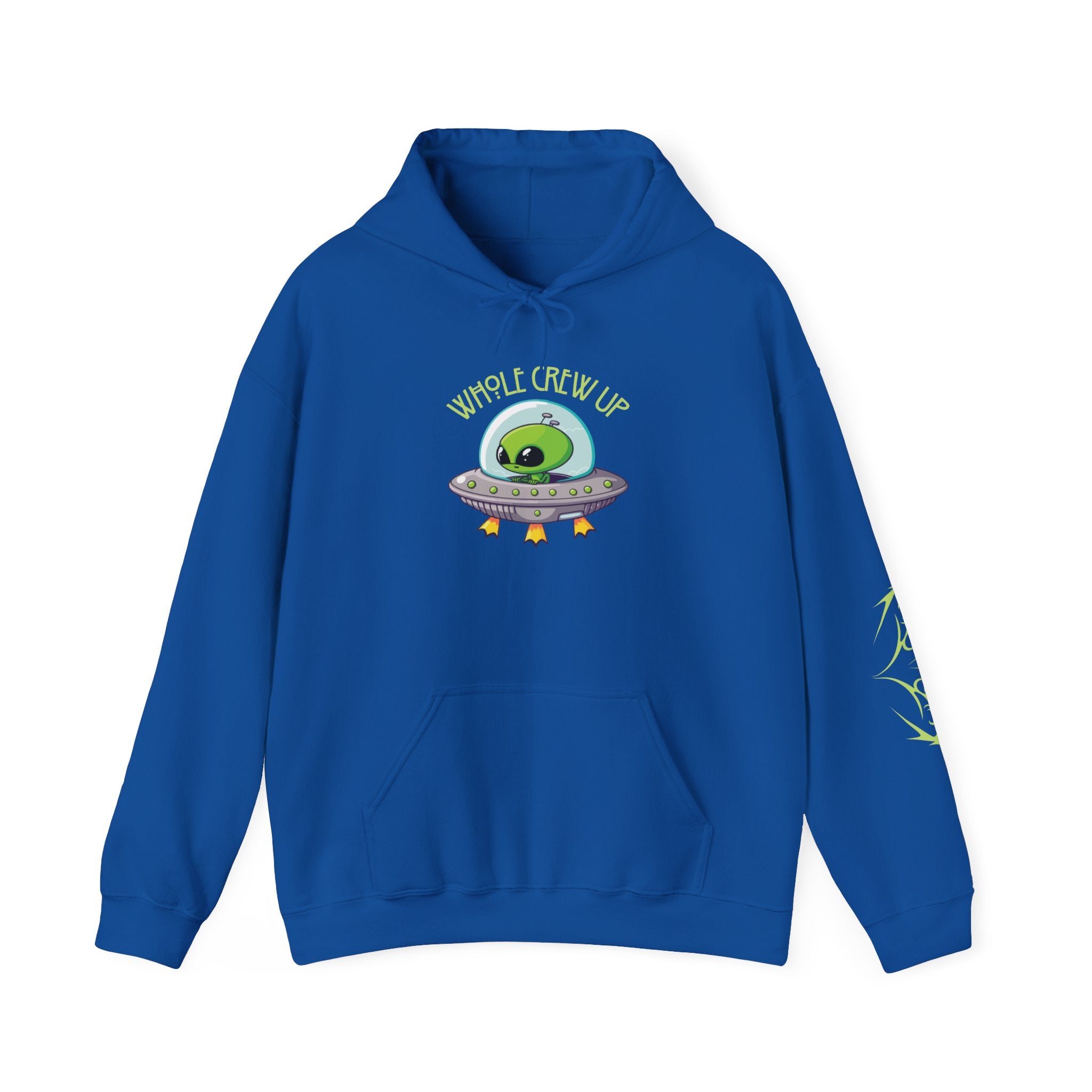 Blue hoodie with alien design
