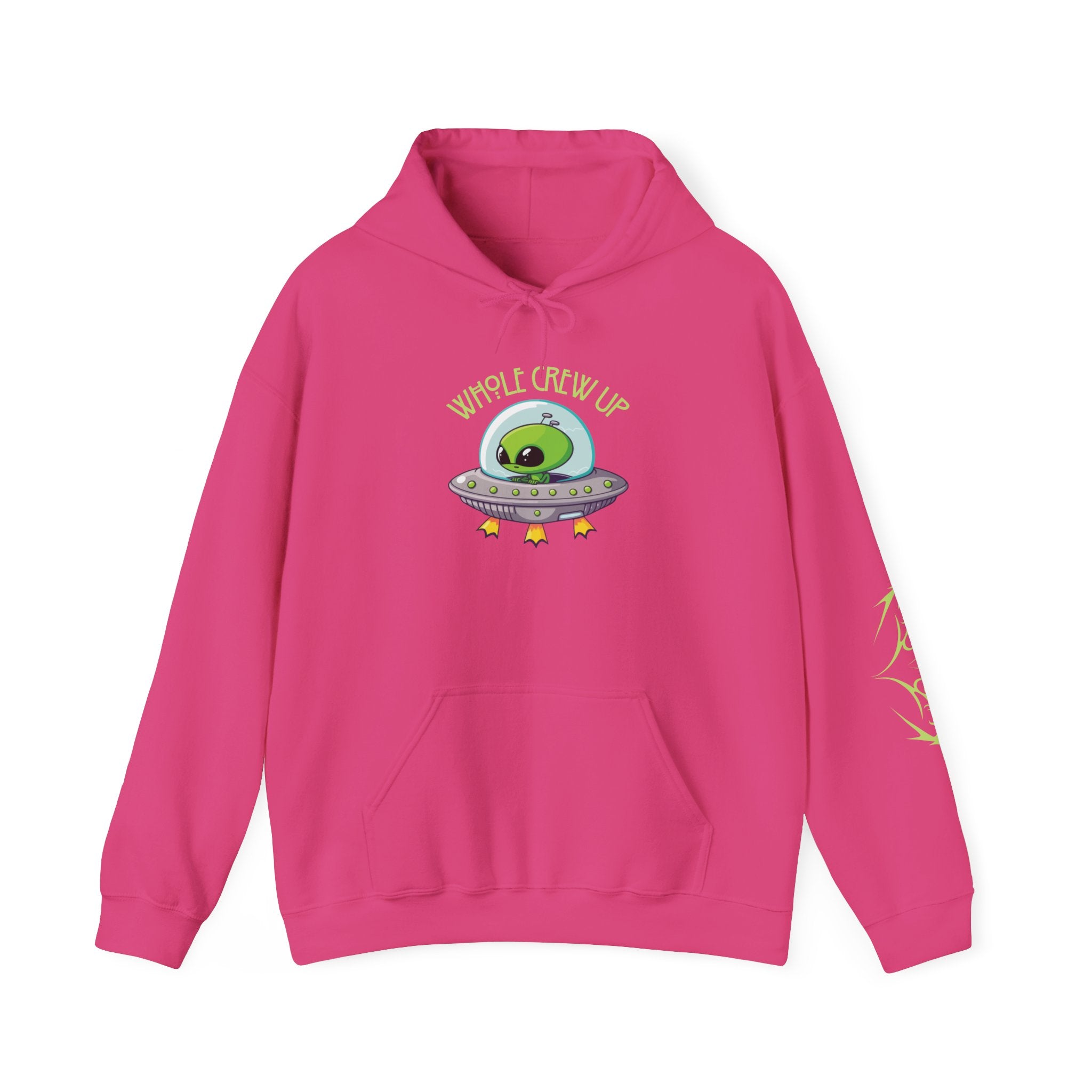 Pink hoodie with alien design
